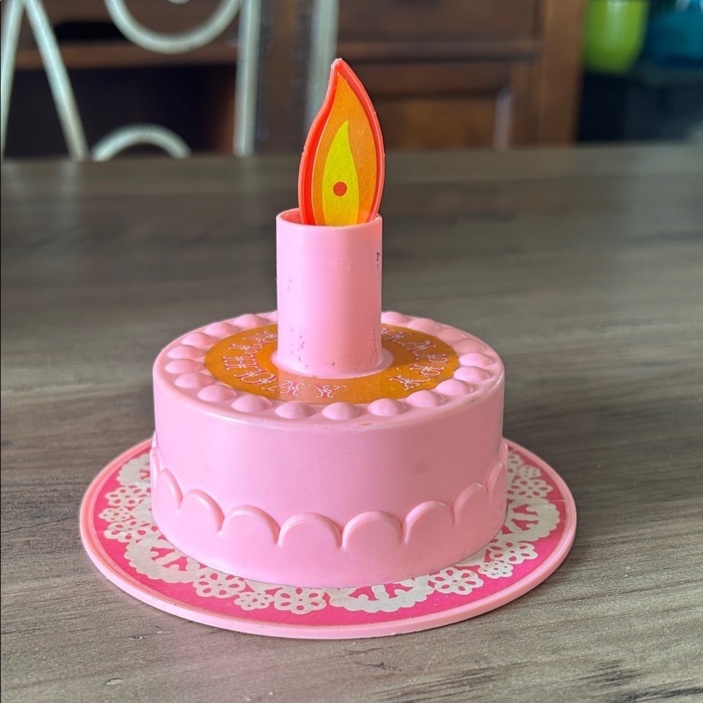 Mattel Baby Tender Love Happy Birthday Cake Vintage 1973 Pink Plastic